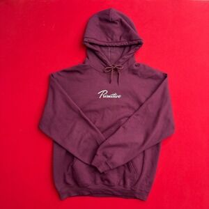 Primitive Skateboarding Mens Script Logo Hoodie Maroon Burgundy Medium Pullover